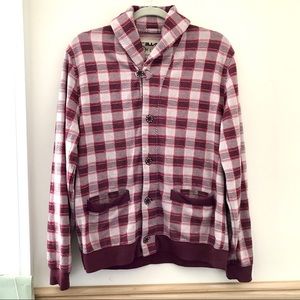 Maroon Checkered Sweater w/ Pockets
